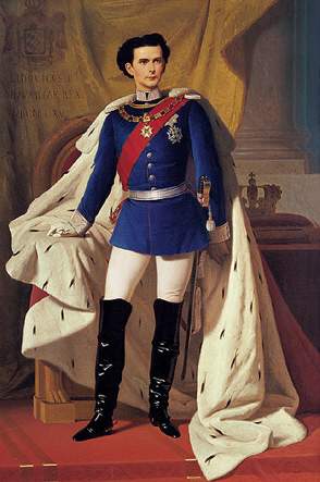 Luis II da Baviera em uniforme de general  com a capa de coroao. Pintura de Ferdinand von Piloty, Munich, 1865  