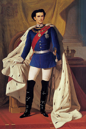 Luis II da Baviera em uniforme de general  com a capa de coroa��o. Pintura de Ferdinand von Piloty, Munich, 1865  