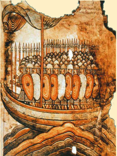 Les Normands -  Vie de Saint Aubin , manuscrit du XIe sicle provenant de labbaye dAngers, BNF
