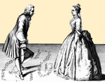 Dança do Minueto - gravura de um antigo manual de dança