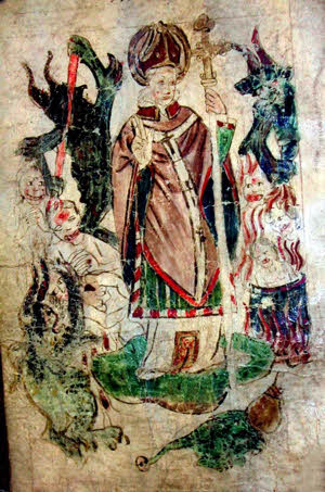 San Juan Bridlington en el Purgatorio de San Patricio - "La visión de Guillermo de Stranton", c. 15, Biblioteca Británica