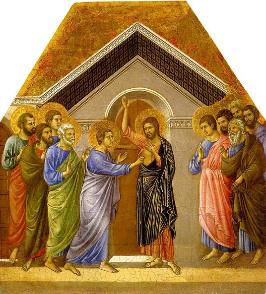 Santo Tomás mete el dedo en la llaga de Nuestro Señor - Duccio Di Buoninsegna - 1308-11